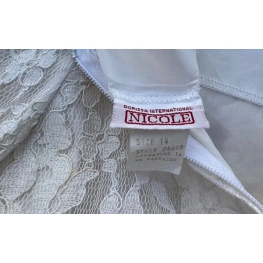 Vintage Dorissa International Nicole Dress Lace Pearls Taffeta Party Hot Pink 14